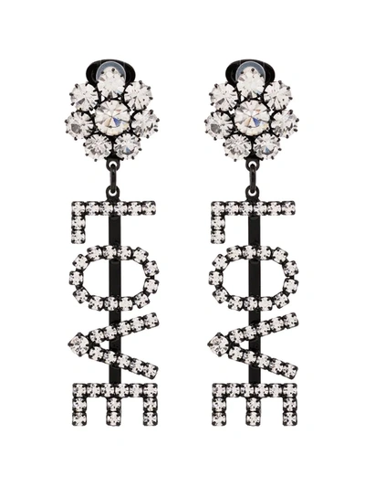 Ashley Williams Love Crystal-embellished Clip-on Earrings In Metallic