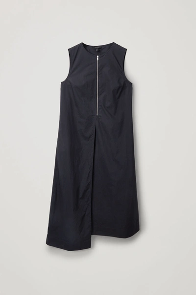 Cos Asymmetric Layered Dress In Blue