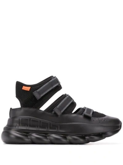 Versace Chain Reaction Chunky Sole Sandal In Black