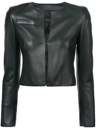 Akris Hasso Cropped Napa Leather Jacket, Black