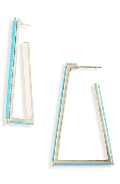 Kendra Scott Easton Geometric Drop Earrings In Gold Turquoise Kyocera Opal