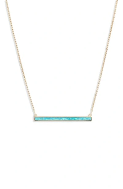 Kendra Scott Kelsey Bar Pendant Necklace, 18 In Gold Turquoise Kyocera Opal