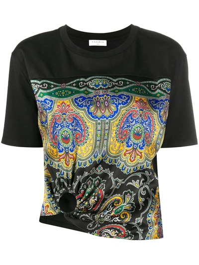 Sandro Rayi T-shirt With Scarf Print In Black