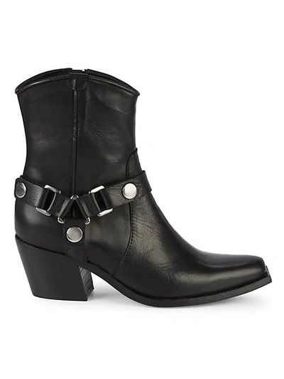 Charles David Polo Western Leather Booties In Black