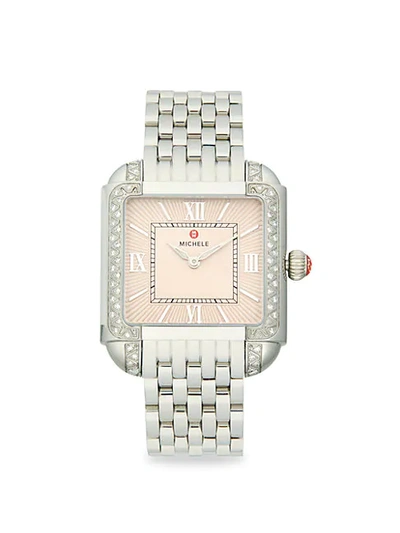 Michele Stainless Steel & Diamond Bracelet Watch