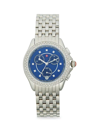 Michele Stainless Steel & Diamond Bracelet Chronograph Watch