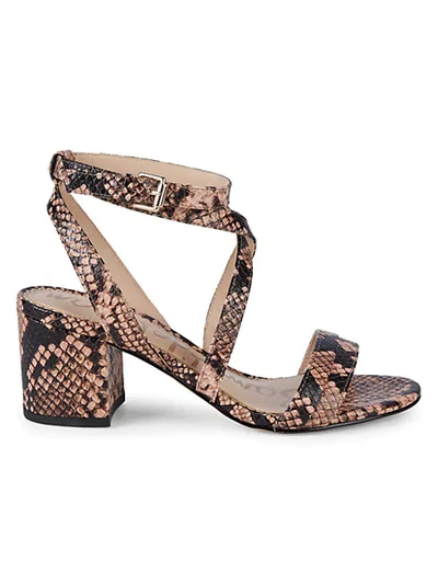 Sam Edelman Sammy Snake-embossed Sandals In Dusty Rose