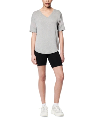 Marc New York Mesh-inset Active T-shirt In Light Gray Heather