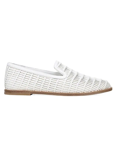 Vince Jonah Woven Leather Loafers In Off White