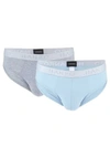 Hanro Men's Cotton Essentials 2-pack Briefs In Aquamarine