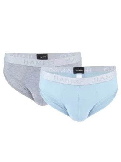 Hanro Men's Cotton Essentials 2-pack Briefs In Aquamarine