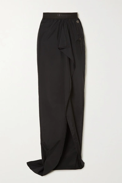 Rick Owens + Champion Ruffled Embroidered Shell Maxi Skirt In Black