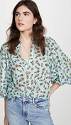 Alice And Olivia Raya Floral-print Cotton And Silk-blend Mousseline Blouse In Dazed