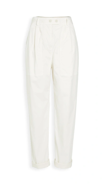 Nili Lotan Cyro Stretch-cotton Tapered Pants In White
