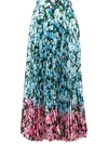 Mary Katrantzou Uni Pleated Floral-print Satin-twill Midi Skirt In Blue