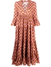 La Doublej Jennifer Jane Pom Pom-print Tiered Cotton Dress In Pom Pom Rosa
