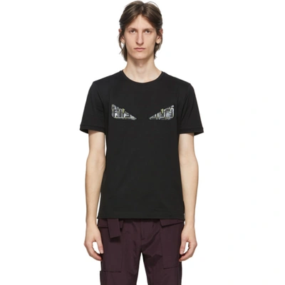 Fendi Logo-appliquéd Cotton-jersey T-shirt In Black