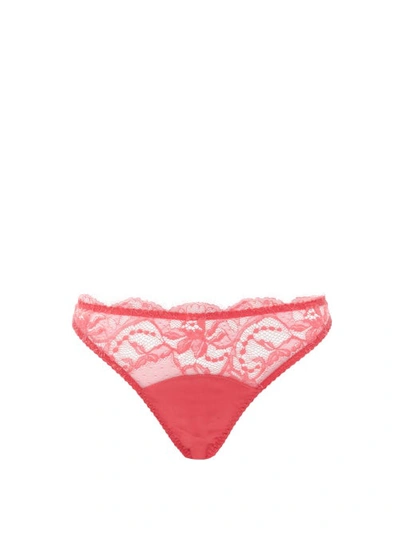 Fleur Of England Camellia Silk-blend Charmeuse Thong In Coral