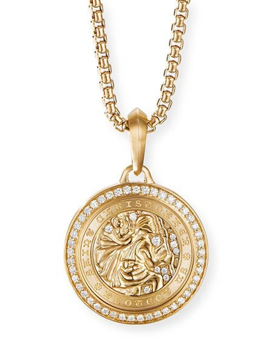David Yurman Men's St. Christopher Amulet In 18k Yellow Gold With Pavé Diamonds