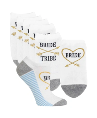 Hot Sox Women's 6-pk. Bride Tribe No-show Socks In White