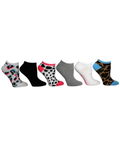 Steve Madden Women's 6-pk. Animal-patterned & Solid Low-cut Socks In White Multi