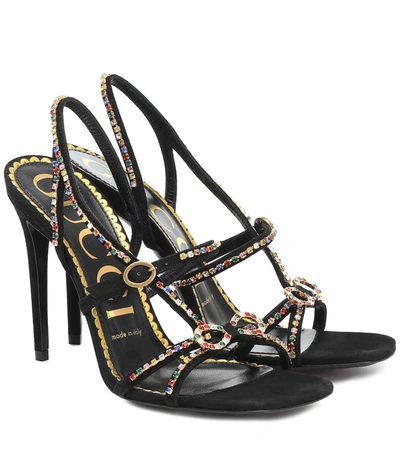 Gucci Embellished Leather Sandals In Black