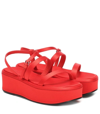 The Row Wedge Satin Platform Sandals In Red