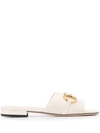 Gucci Leather Deva Horsebit Slides In Neutrals