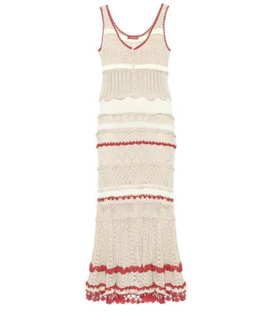 Altuzarra Herrick Striped Pointelle-knit Stretch-cotton Midi Dress In Natural White