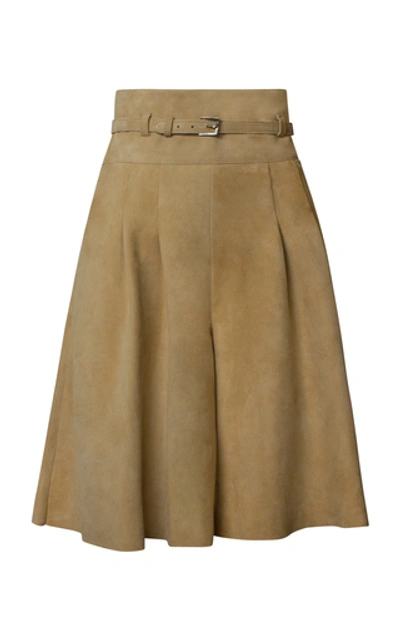 Alejandra Alonso Rojas Suede Bermuda Shorts In Brown