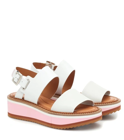 Clergerie High Platform Sandals W/belt On Ankle And Two Bands In White Soft