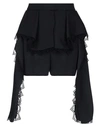 Alexander Mcqueen Shorts Con Peplum E Pizzo In Black