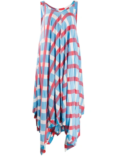 Issey Miyake Long Pleated Dress W/s Crew Neck In Multi