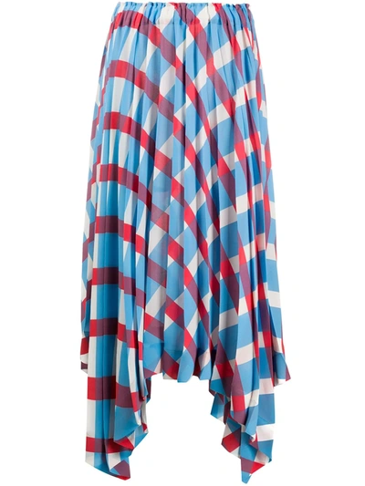 Issey Miyake Long Pleated Skirt A Line Elastic Waist In Blue