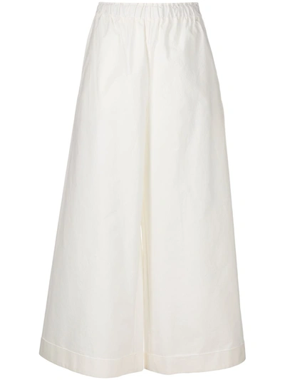 Daniela Gregis Cropped Crinkle Palazzo Trousers In White