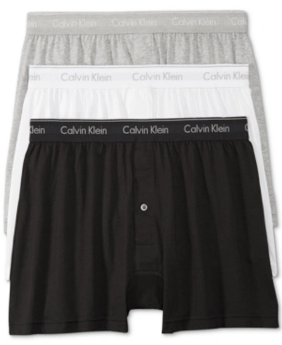 Calvin Klein Men's 3-pack Cotton Classics Knit Boxers Underwear In Black,white,grey