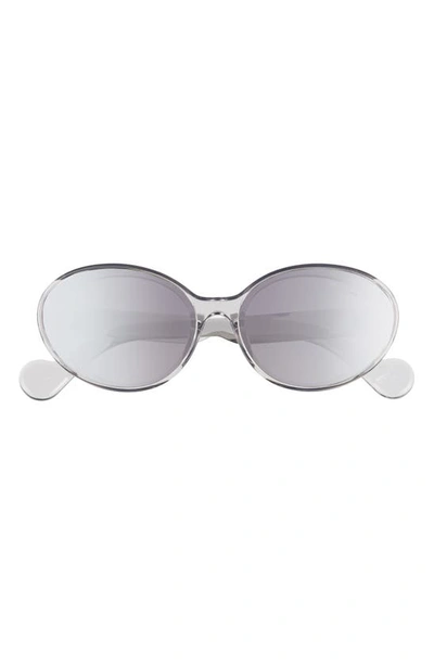 Moncler 60mm Oval Sunglasses In Grey/ Smoke W Silver