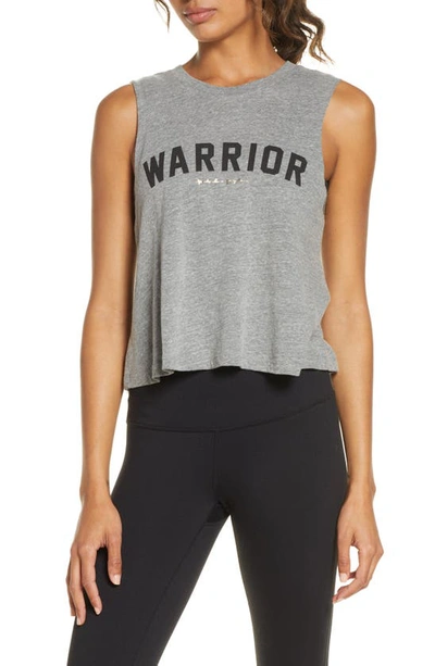 Spiritual Gangster Warrior Graphic Crop Tank In Heather Grey