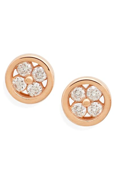 Dana Rebecca Designs Styra Reese Quatrefoil Stud Earrings In Rose Gold/ Diamond