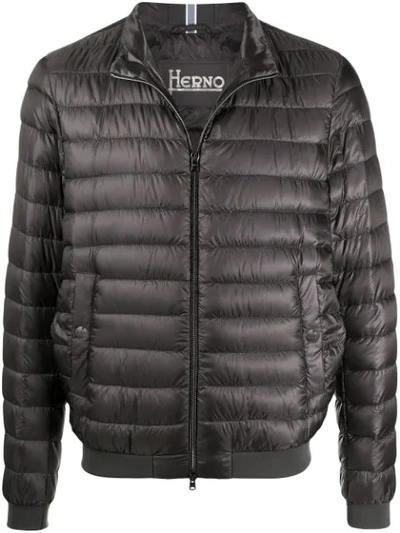 Herno Quilted Bomber Jacket In Grey