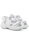 Roger Vivier Viv' Run Embellished Leather Sandals In White