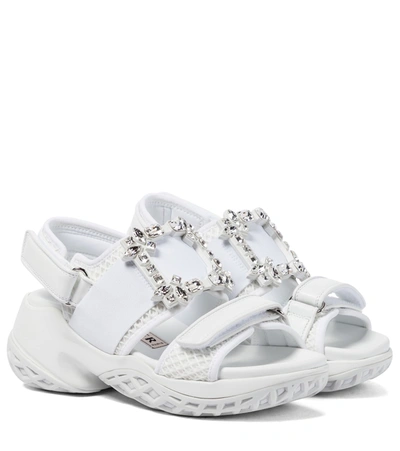 【送料 関税込】Roger Vivier Viv Run embellished sandals Roger Vivier Viv' Run Embellished Leather Sandals In White