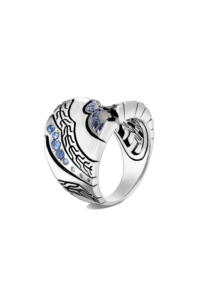 John Hardy Women's Lahar Sterling Silver & Blue Sapphire Heart Saddle Ring