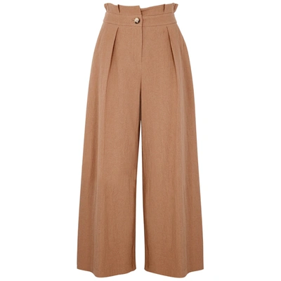 Palones Brown Wide-leg Cotton-blend Trousers