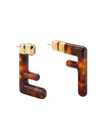 Fendi Brown Medium Ff Earrings