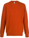 Eleventy Slim Fit Cotton Crewneck Sweater In Orange