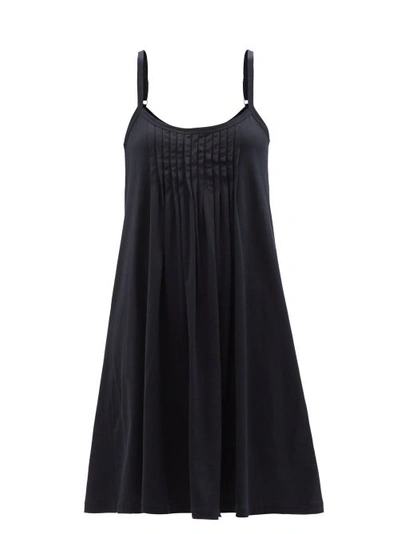 Hanro Juliet Pleated Cotton-jersey Nightdress In Black