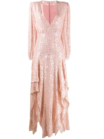 Stella Mccartney Long Sleeve Metallic Fil Coupe Dot Maxi Dress In Ballet Pink