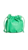 Clare V Emma Leather Drawstring Bag In Parrot Green Italian Nappa