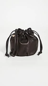 Clare V Emma Leather Drawstring Bag In Black